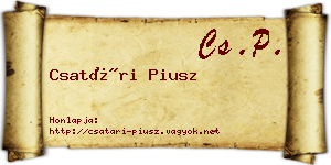 Csatári Piusz névjegykártya